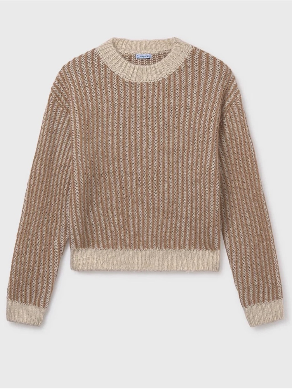 NEW Mayoral Girls Tan & Cream Stripe Long Sleeve Sweater Size 8